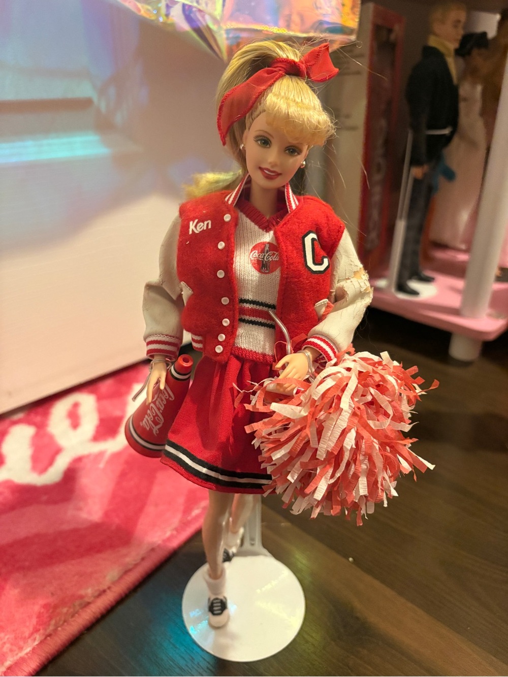 Coca Cola Barbie Cheerleader Squad Doll in Red & White Letterman Outfit